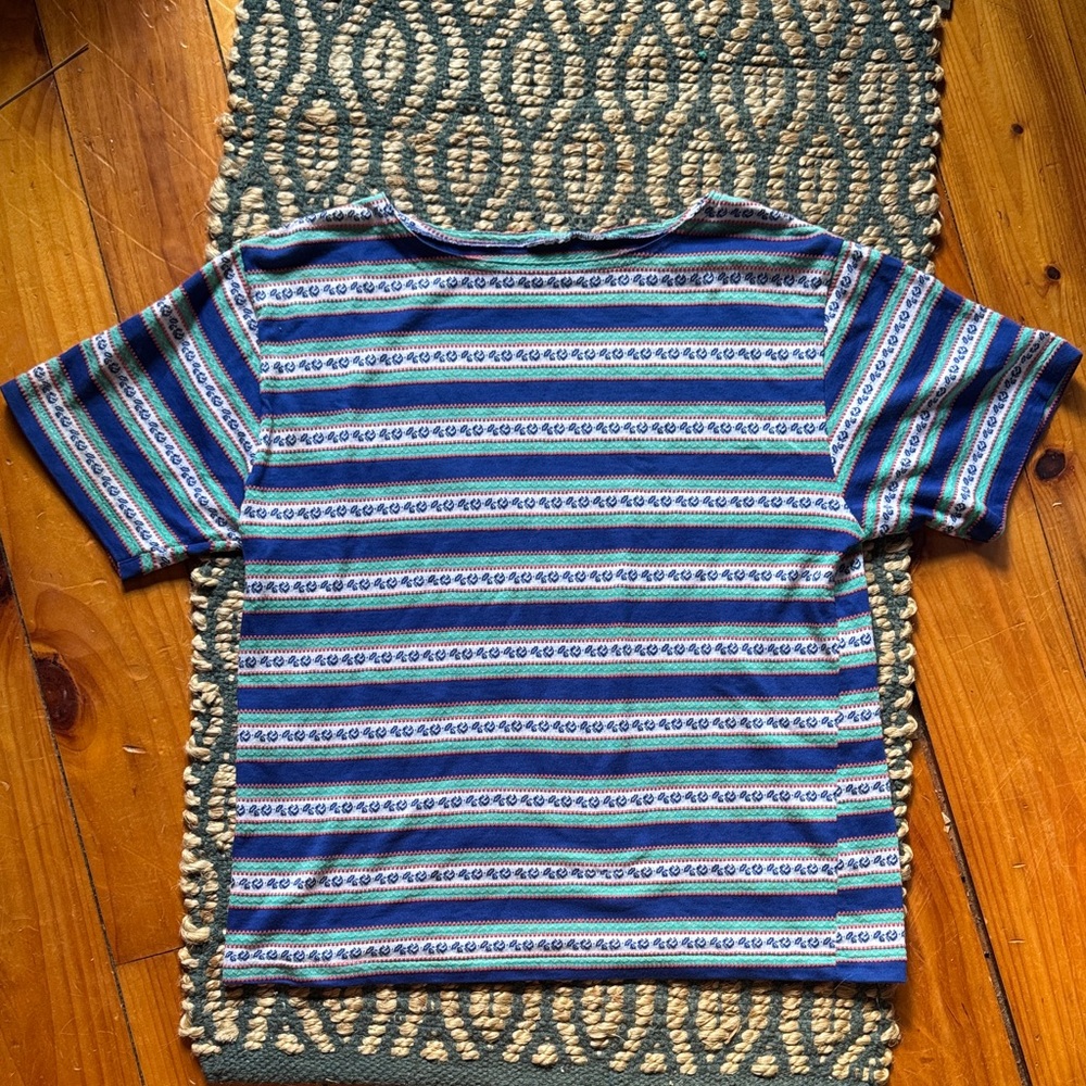 Striped  print Shirt - Blue, Green, coral, floral?